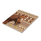 幾何学模様の美し自然い茶色の馬 タイル (側面)