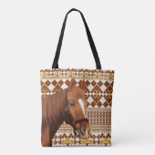 幾何学模様の美し自然い茶色の馬 トートバッグ (裏面)