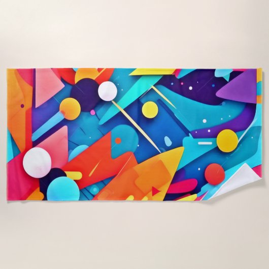 幾何学模様の色 ビーチタオル (正面)