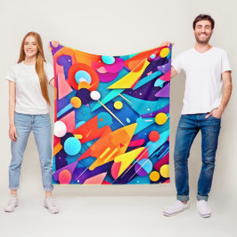 幾何学模様の色 フリースブランケット