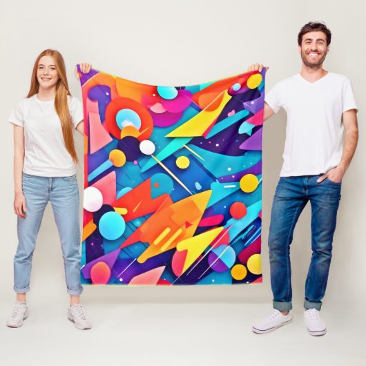 幾何学模様の色 フリースブランケット (インサイチュ)