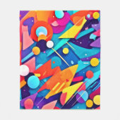 幾何学模様の色 フリースブランケット (正面)