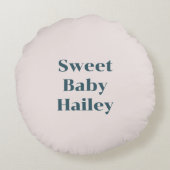 幾何学模様の花のベビーブランケット（名前） ラウンドクッション (裏面)