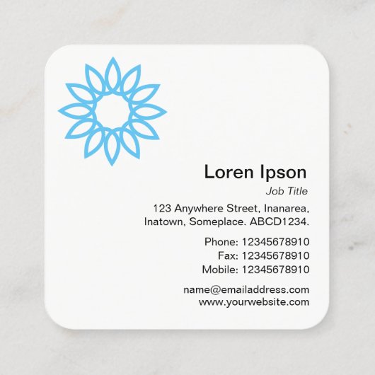 幾何学模様の花01 -深い青 スクエア名刺 (裏面)