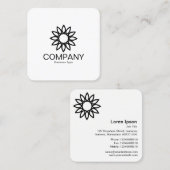 幾何学模様の花01 – 白い正方形に黒 スクエア名刺 (正面/裏面)