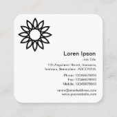幾何学模様の花01 – 白い正方形に黒 スクエア名刺 (裏面)