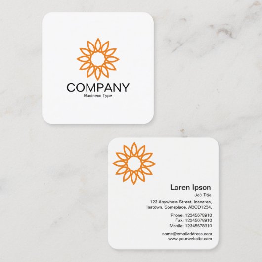 幾何学模様の花01 – 白 スクエア名刺 (正面/裏面)