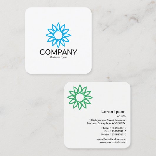 幾何学模様の花01 – 白 スクエア名刺 (正面/裏面)