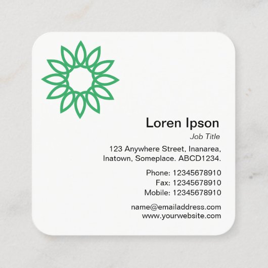 幾何学模様の花01 – 白 スクエア名刺 (裏面)