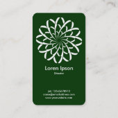 幾何学模様の花02 – 濃い緑の上の白 名刺 (裏面)