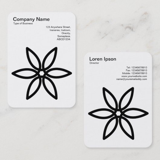 幾何学模様の花02 – 白に黒 名刺 (正面/裏面)