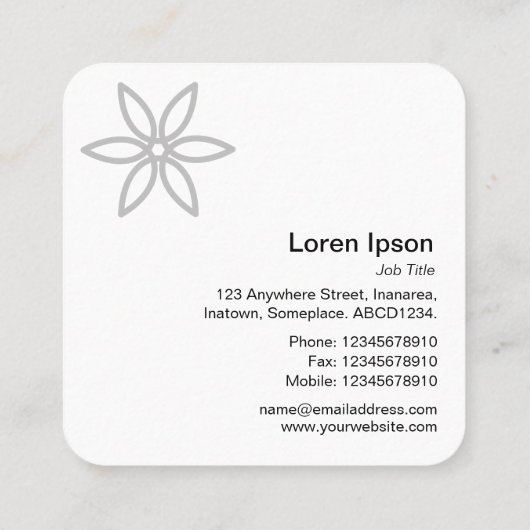 幾何学模様の花02 – 白 スクエア名刺 (裏面)