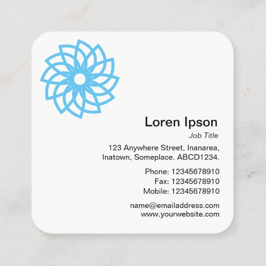 幾何学模様の花03 -深い青 スクエア名刺 (裏面)