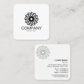 幾何学模様の花03 – 白に黒 スクエア名刺 (正面/裏面)