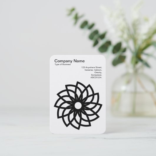 幾何学模様の花03 – 白に黒 名刺 (スタンド正面)