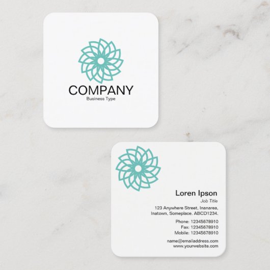 幾何学模様の花03 – 白 スクエア名刺 (正面/裏面)