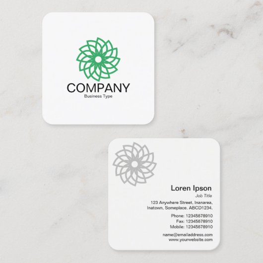 幾何学模様の花03 – 白 スクエア名刺 (正面/裏面)