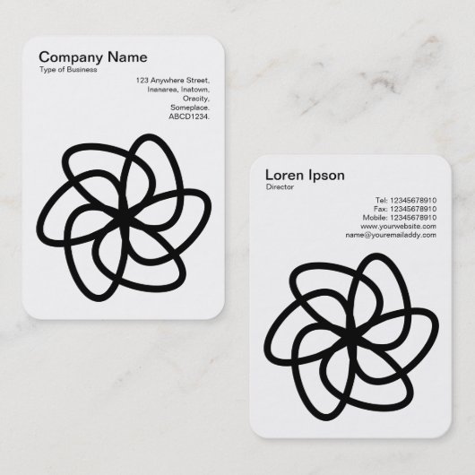 幾何学模様の花04 – 白に黒 名刺 (正面/裏面)