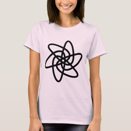 幾何学模様の花05 – 黒 Tシャツ (正面)