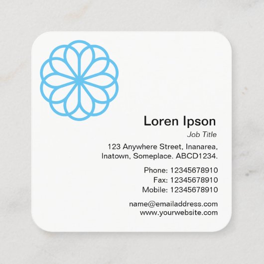 幾何学模様の花06 -深い青 スクエア名刺 (裏面)