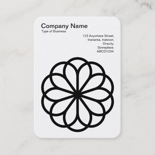 幾何学模様の花06 – 白に黒 名刺 (正面)