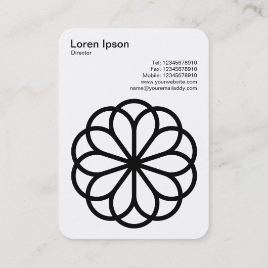 幾何学模様の花06 – 白に黒 名刺 (裏面)