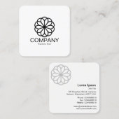 幾何学模様の花06 – 白 スクエア名刺 (正面/裏面)