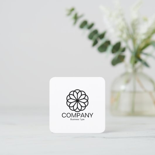 幾何学模様の花06 – 白 スクエア名刺 (スタンド正面)