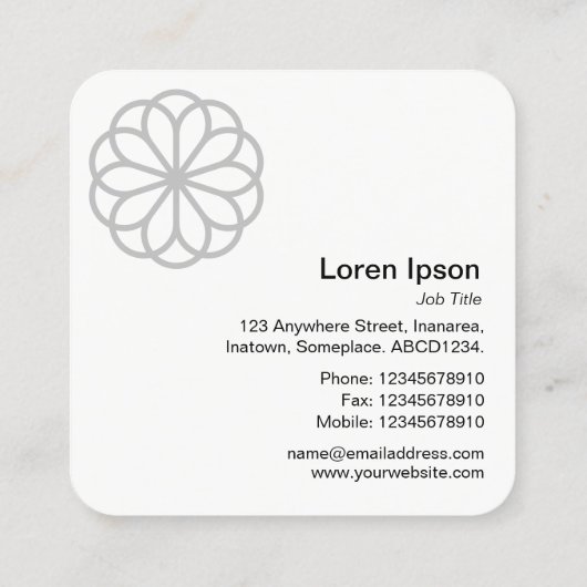 幾何学模様の花06 – 白 スクエア名刺 (裏面)