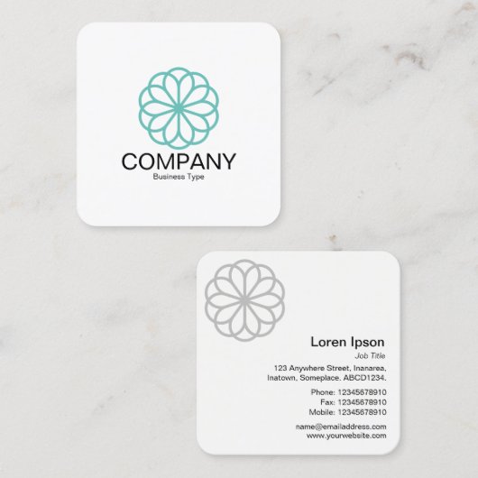 幾何学模様の花06 – 白 スクエア名刺 (正面/裏面)