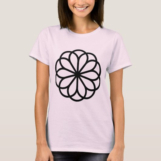 幾何学模様の花06 – 黒 Tシャツ (正面)