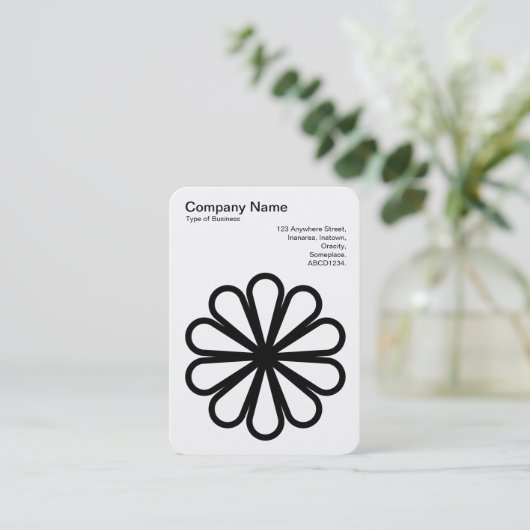 幾何学模様の花07 – 白に黒 名刺 (スタンド正面)