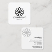 幾何学模様の花07 – 白 スクエア名刺 (正面/裏面)