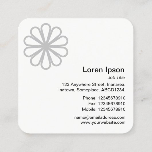 幾何学模様の花07 – 白 スクエア名刺 (裏面)