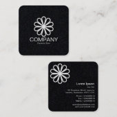 幾何学模様の花07 – 黒 スクエア名刺 (正面/裏面)