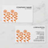 幾何学模様の花 – オレンジ色（白） 名刺 (正面/裏面)