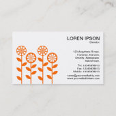 幾何学模様の花 – オレンジ色（白） 名刺 (裏面)