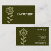 幾何学模様の花 – カーキとキッドオリーブ 名刺 (正面/裏面)