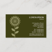 幾何学模様の花 – カーキとキッドオリーブ 名刺 (裏面)