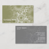 幾何学模様の花 – カーキとグレー 名刺 (正面/裏面)