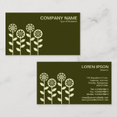 幾何学模様の花 – クリームオンキッシュオリーブ 名刺 (正面/裏面)