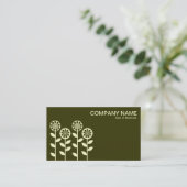 幾何学模様の花 – クリームオンキッシュオリーブ 名刺 (スタンド正面)