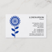 幾何学模様の花 – ネイビーブルー（白） 名刺 (裏面)