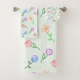幾何学模様の花 バスタオルセット