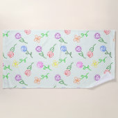 幾何学模様の花 ビーチタオル (正面)