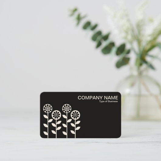 幾何学模様の花 – 交互の側面 – （クリーム） 名刺 (スタンド正面)