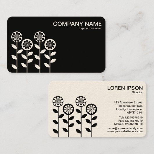 幾何学模様の花 – 交互の側面 – （クリーム） 名刺 (正面/裏面)