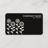 幾何学模様の花 – 交互の側面 – （クリーム） 名刺 (正面)