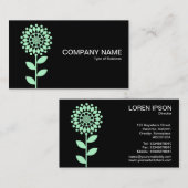 幾何学模様の花 – 幽霊緑オンブラック 名刺 (正面/裏面)