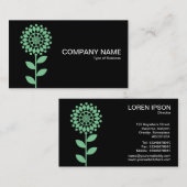 幾何学模様の花 – 暗い緑（黒） 名刺 (正面/裏面)